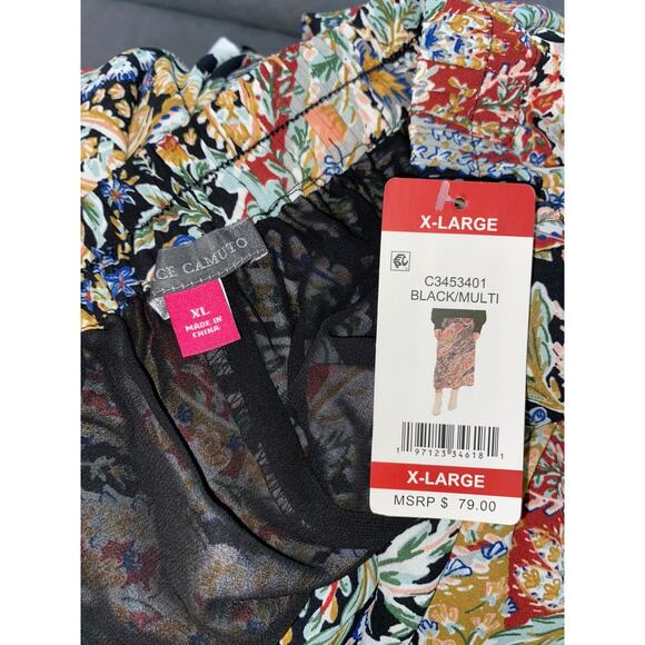 Vince Camuto NWT $79 X-Large Paisley Floral Boho Print Lined Elastic Waist Skirt - Picture 7 of 10